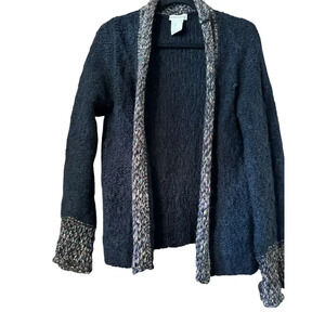 Intreccidifili Open Front Sweater Alpaca Blend Loose Knit Made in Italy L